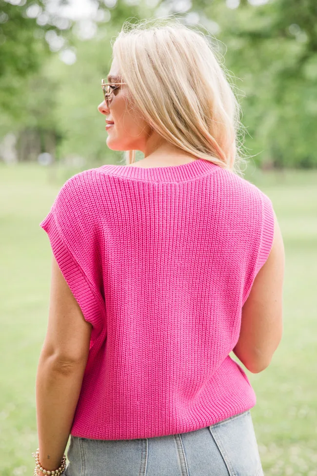 American Dream Pink Sequin Flag Patch Sweater Tank FINAL SALE