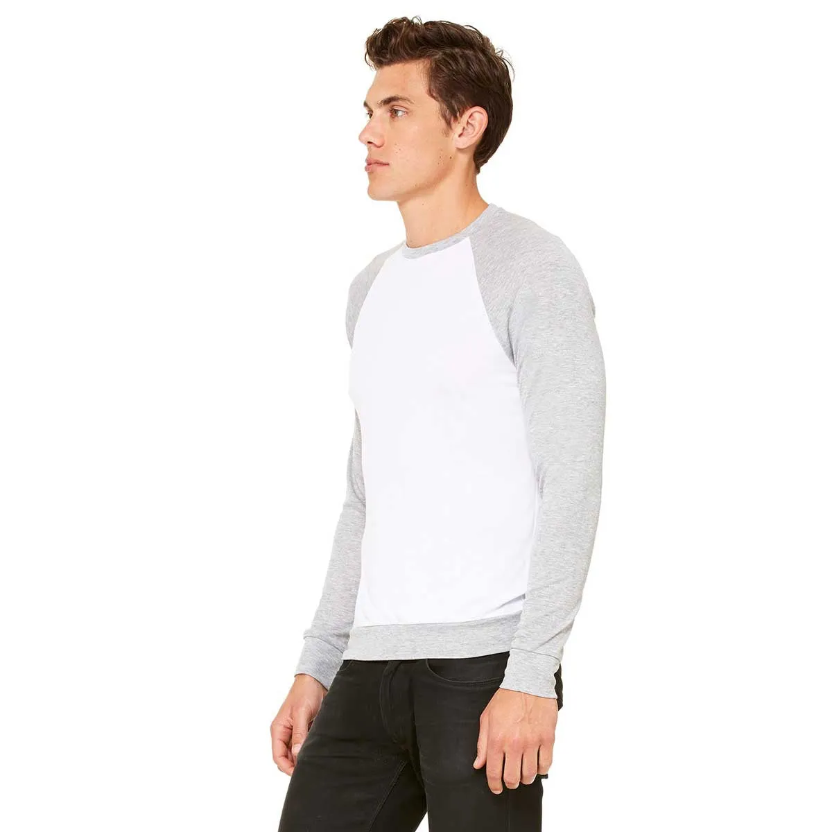 Bella   Canvas Unisex White/Athletic Heather Lightweight Sweater