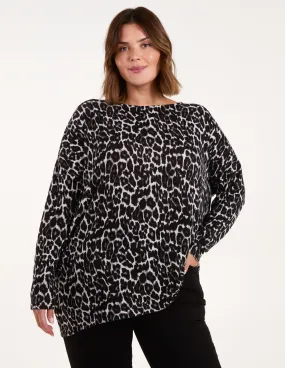 Curve Leopard Tie Back Cut And Sew Top