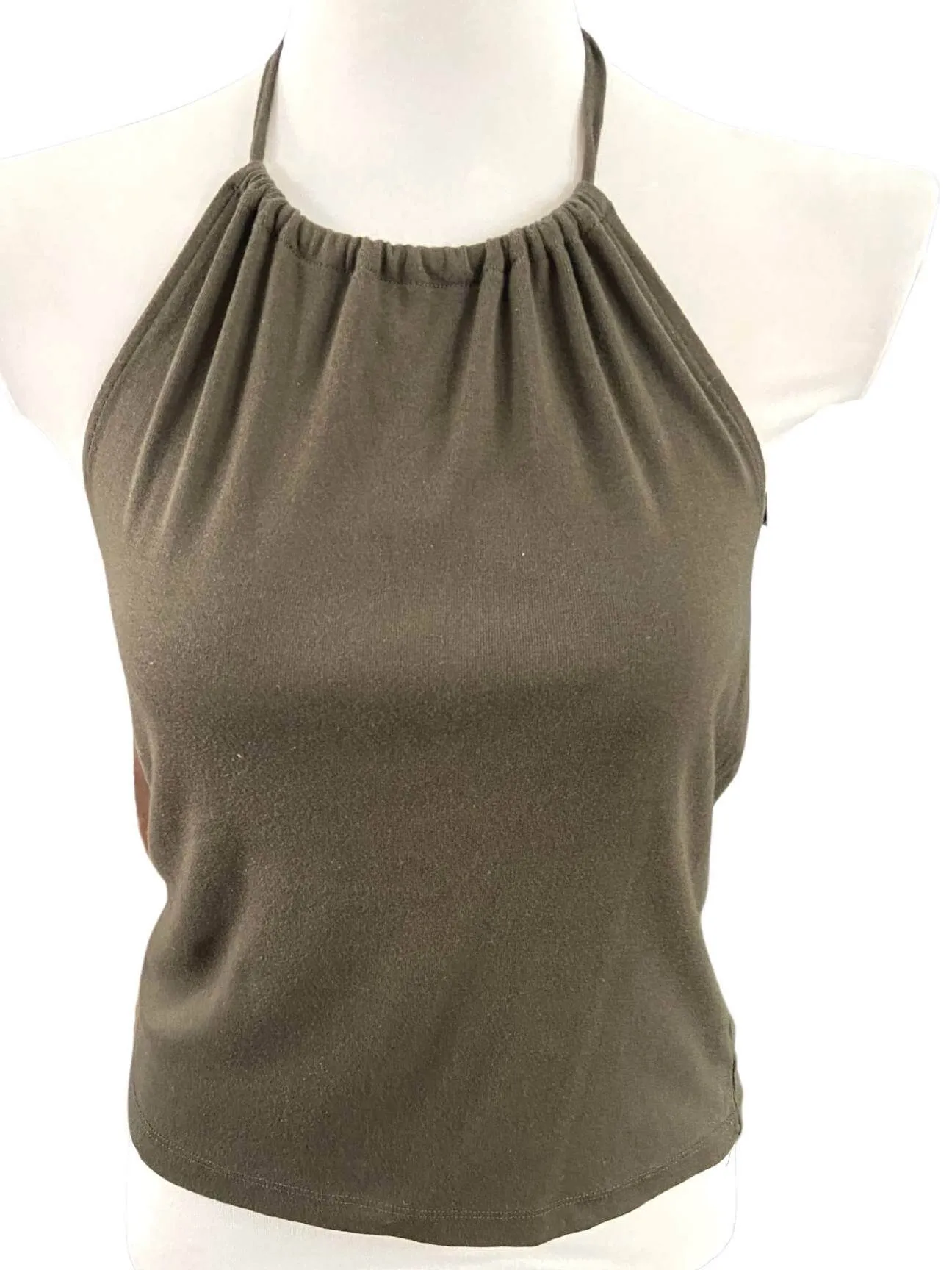 Dark Autumn Olive Knit Halter Top