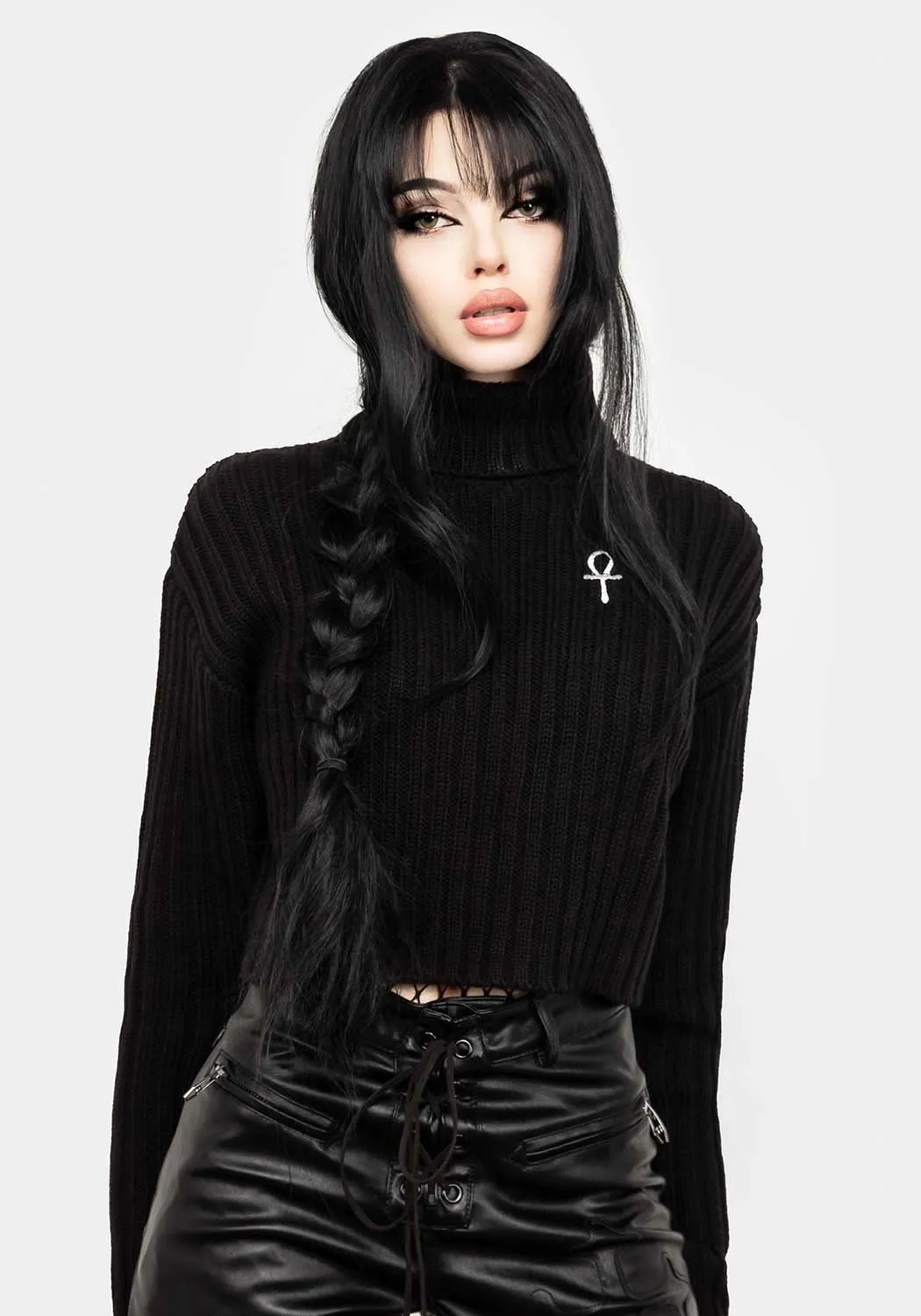 Fate Funnel-Neck Crop Sweater