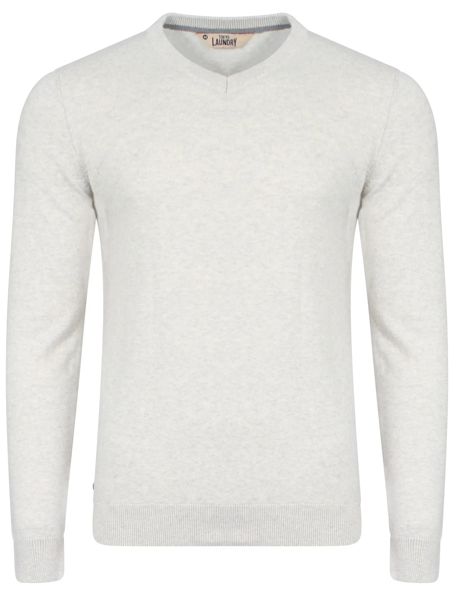 Heppleston V-neck Cotton Jumper in Oatmeal Marl - Tokyo Laundry