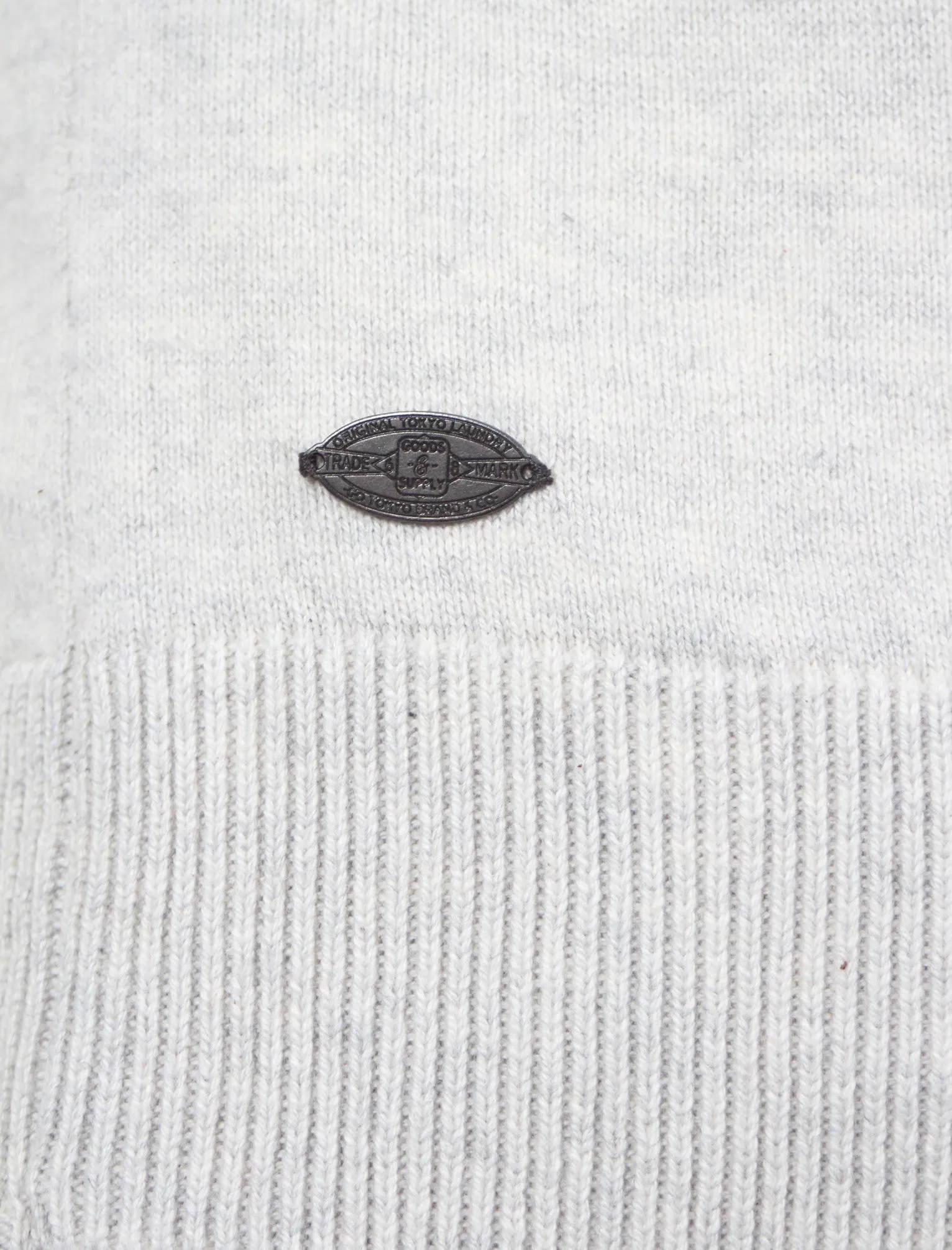 Heppleston V-neck Cotton Jumper in Oatmeal Marl - Tokyo Laundry