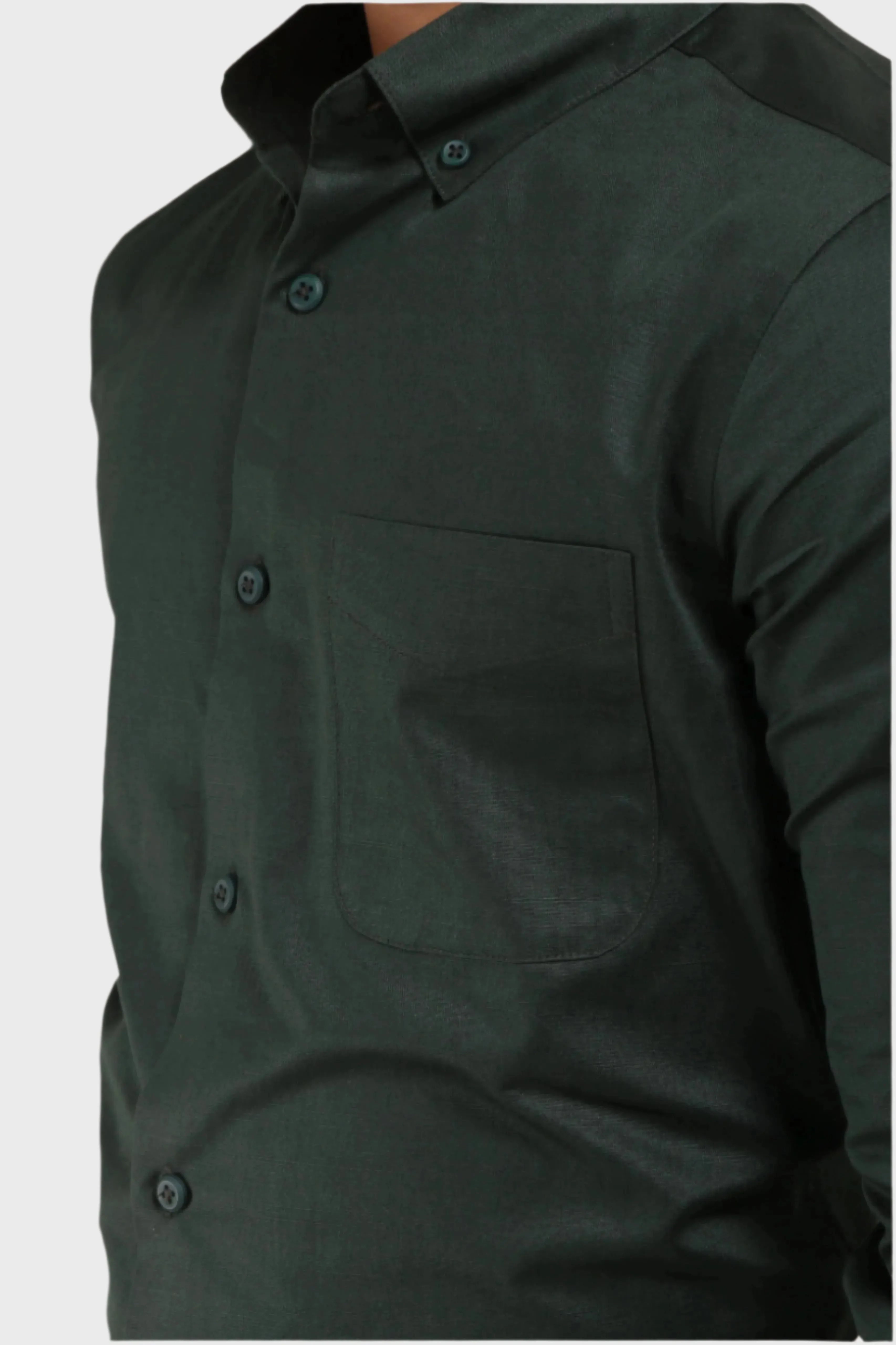 JONESBURG BOTTLE GREEN SATIN SLUB SLIM FIT SHIRT