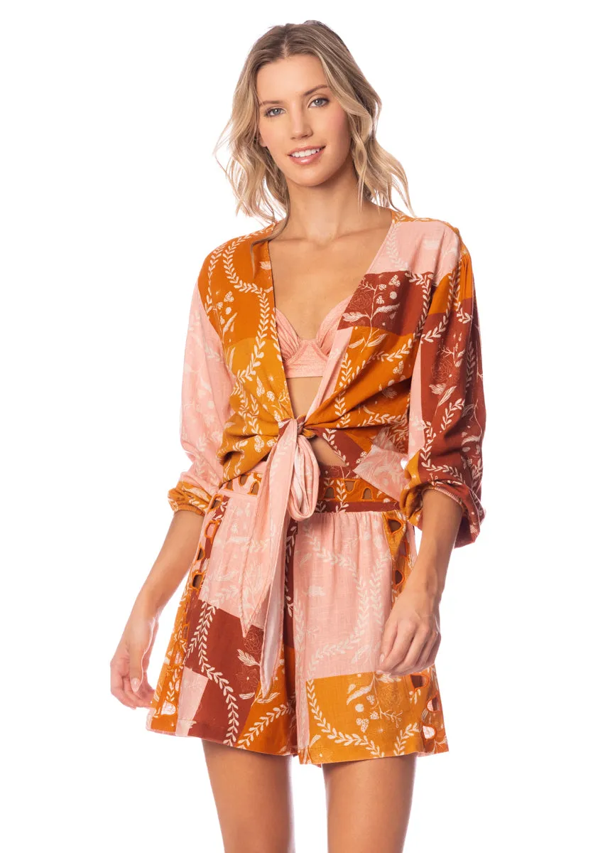 Maaji Leaf Patchwork Tori Beachwear Crop Top