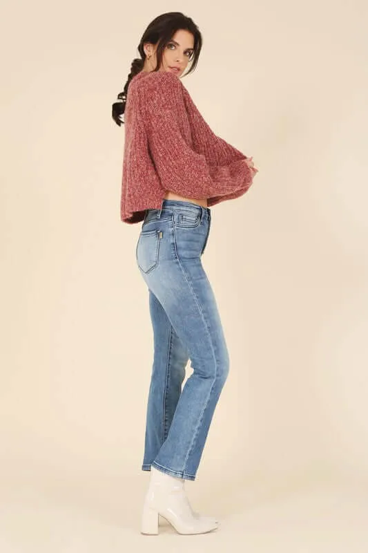 Melange Cropped Sweater Top