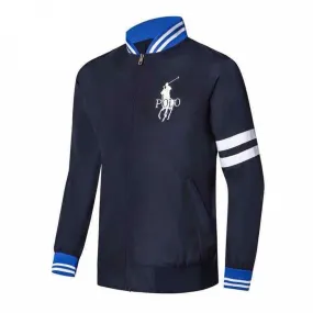 Prl Double White Strap Hand Design Navy Blue Jacket Tracksuit
