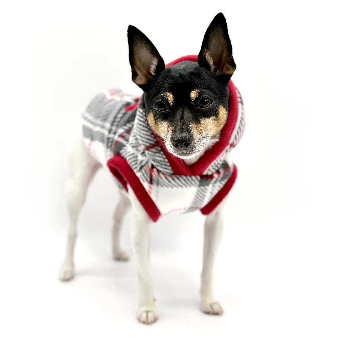 "Snowy Roads" Luxe Fleece Blanket Hoodie in Lodge Plaid