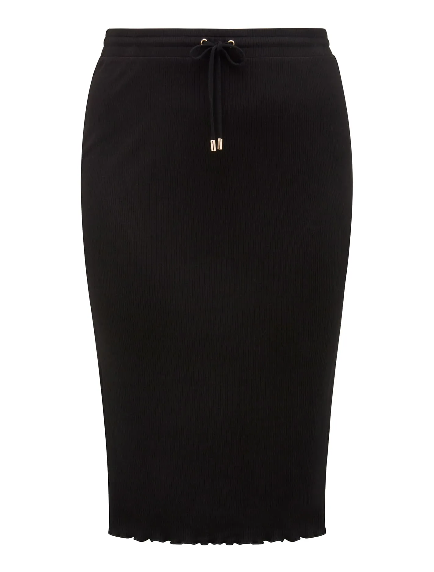 Rania Curve Rib Drawcord Midi Skirt