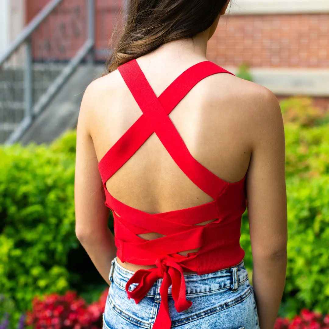 Ribbed Criss Cross Crop Top