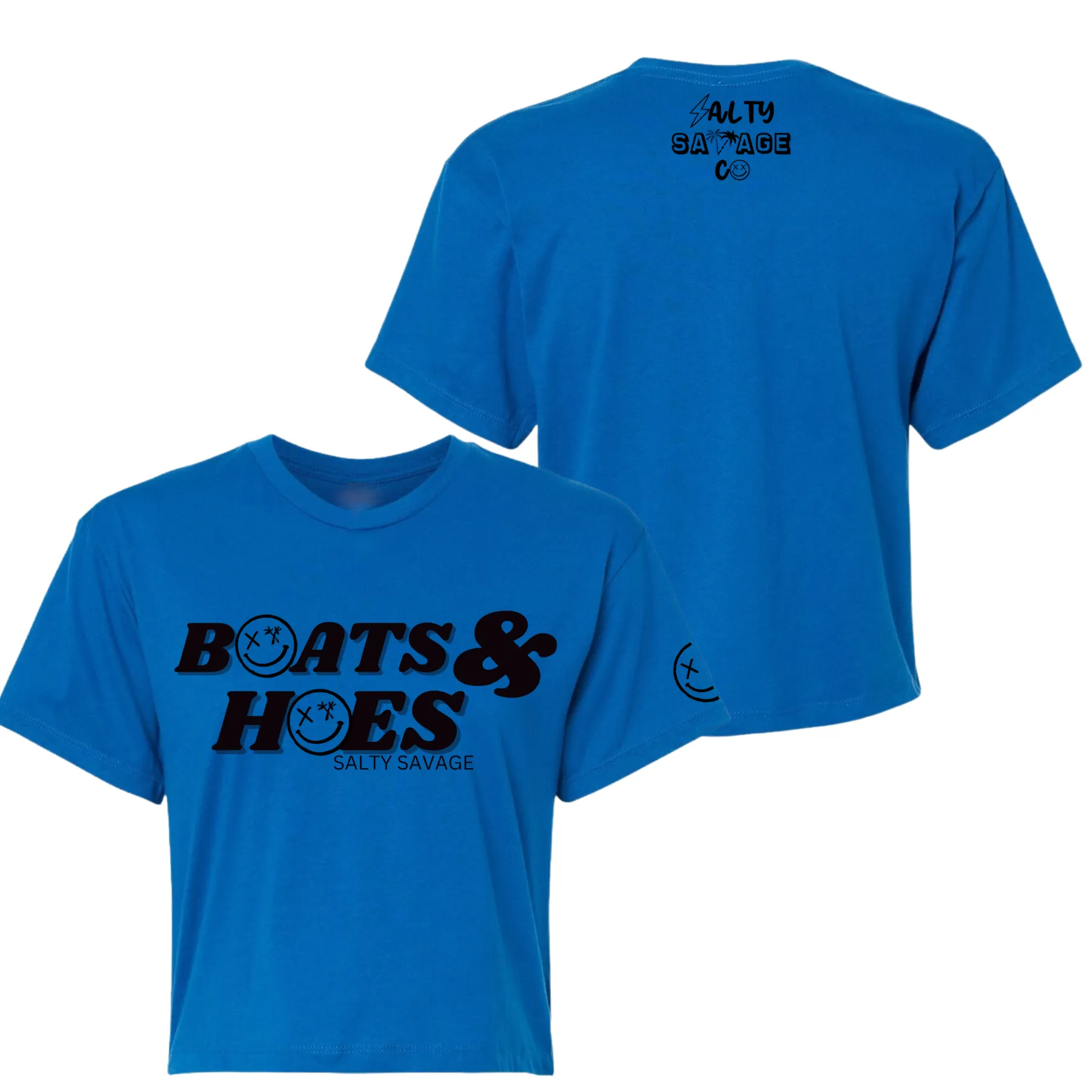 Salty Savage Ladies "BOATS & HOES" Performance Crop Tee