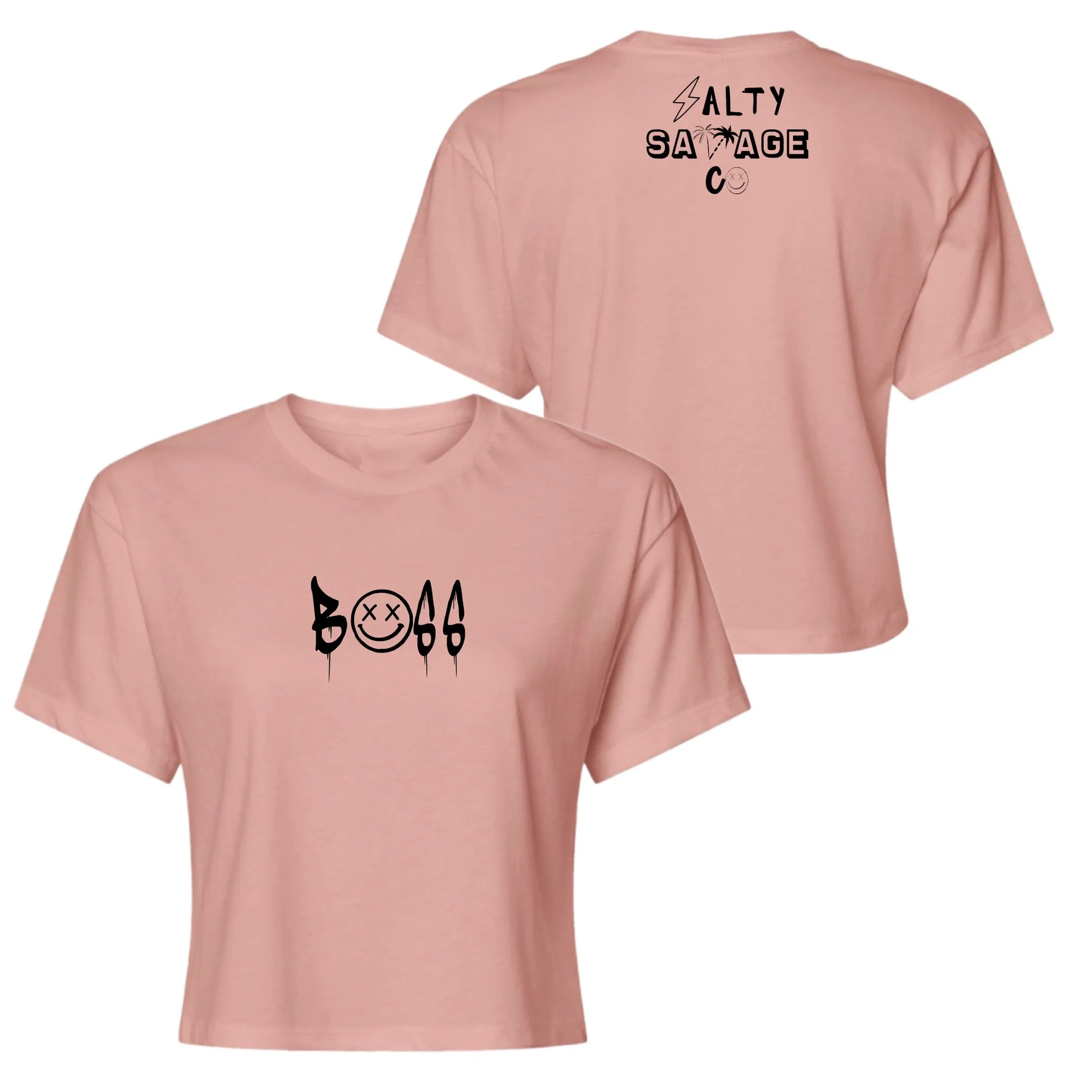 Salty Savage Ladies "BOSS"  Performance Crop Tee | Micro