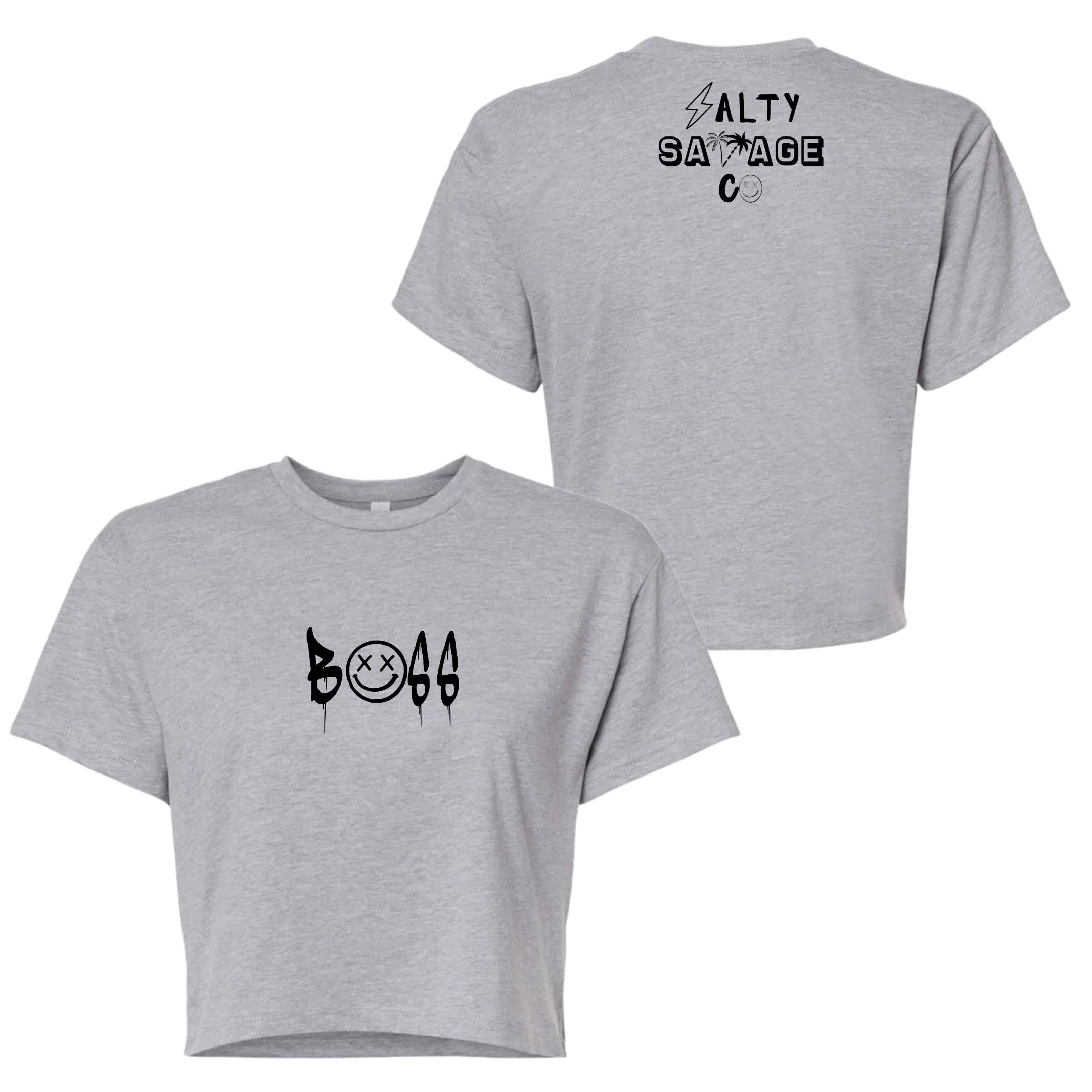 Salty Savage Ladies "BOSS"  Performance Crop Tee | Micro