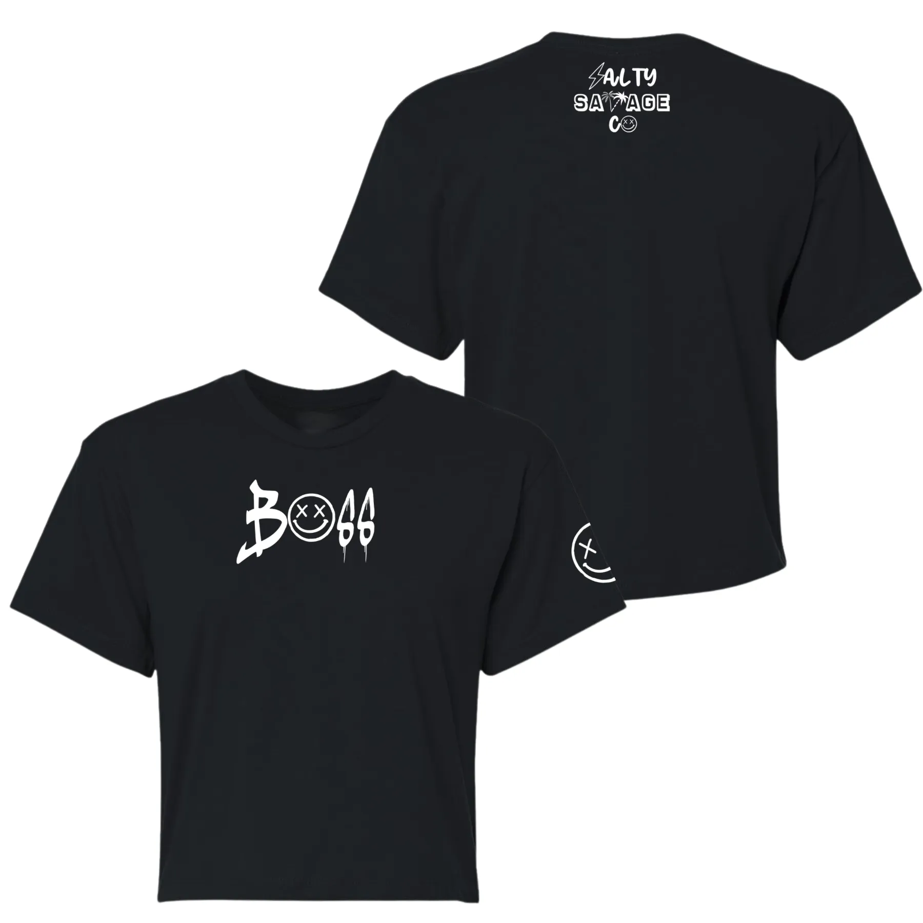 Salty Savage Ladies "BOSS"  Performance Crop Tee | Micro