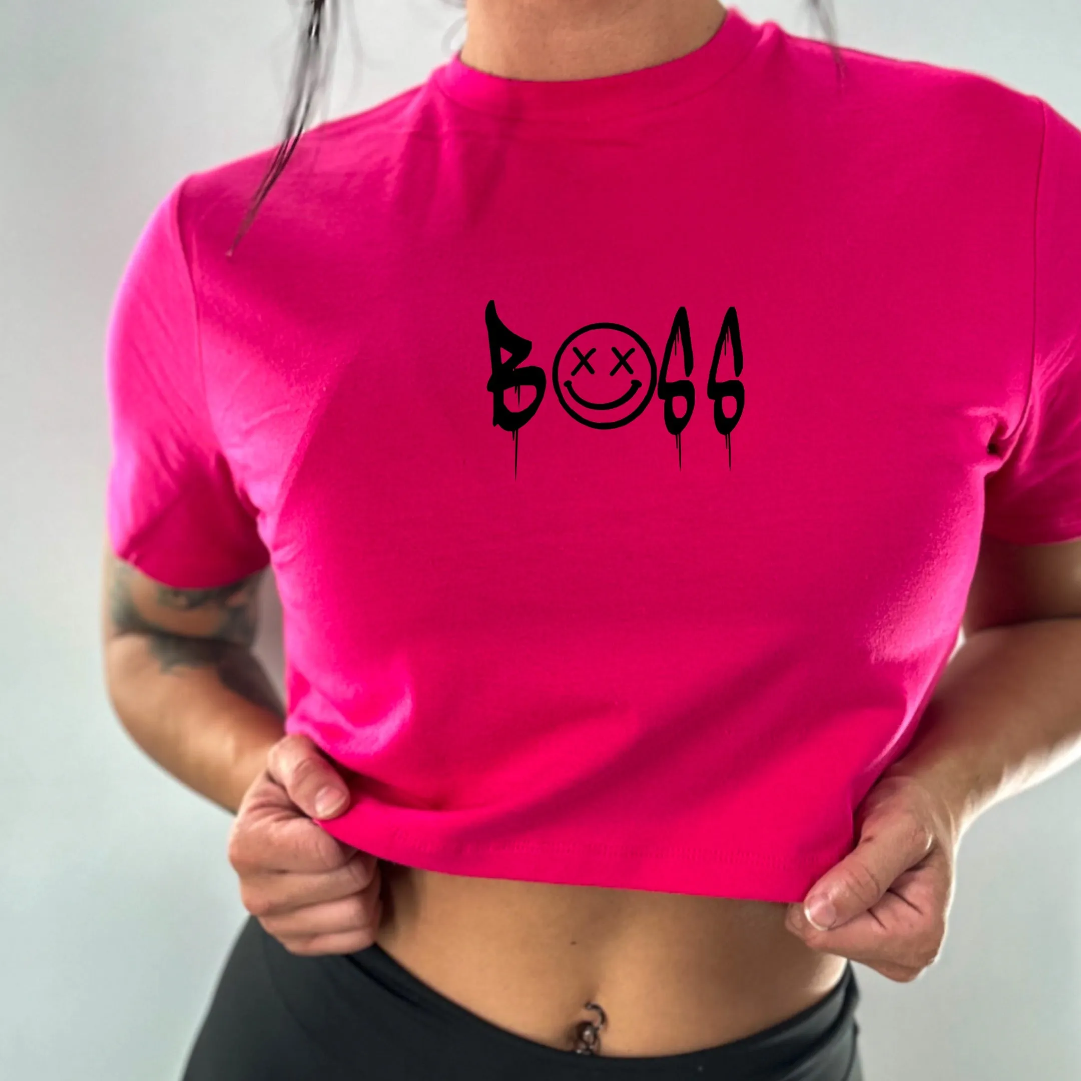 Salty Savage Ladies "BOSS"  Performance Crop Tee | Micro
