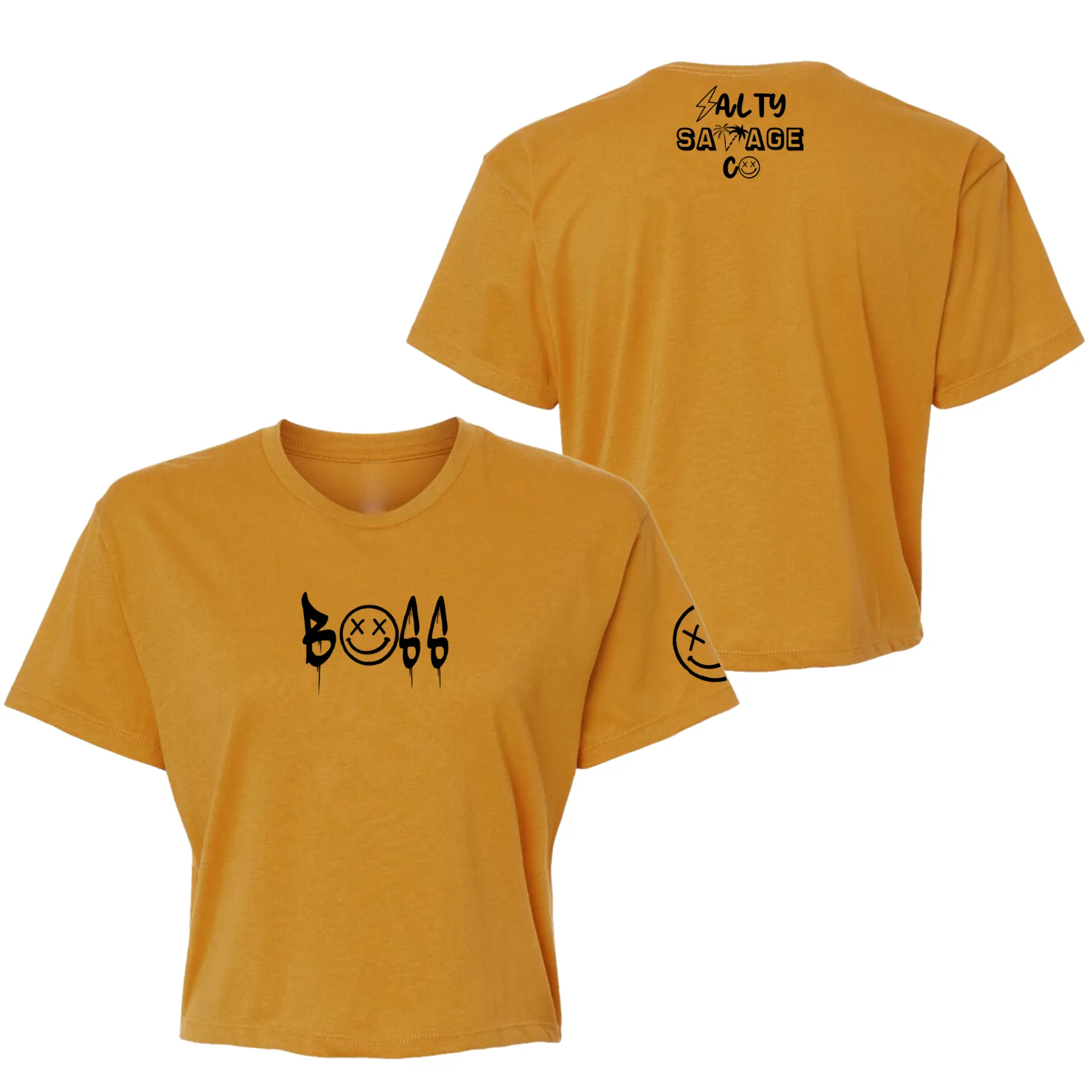 Salty Savage Ladies "BOSS"  Performance Crop Tee | Micro