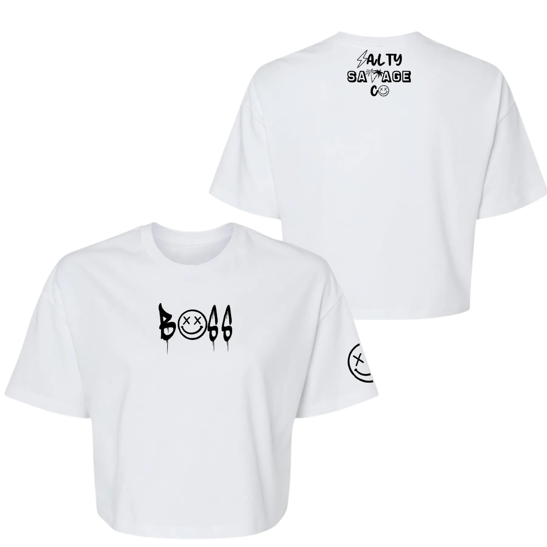 Salty Savage Ladies "BOSS"  Performance Crop Tee | Micro