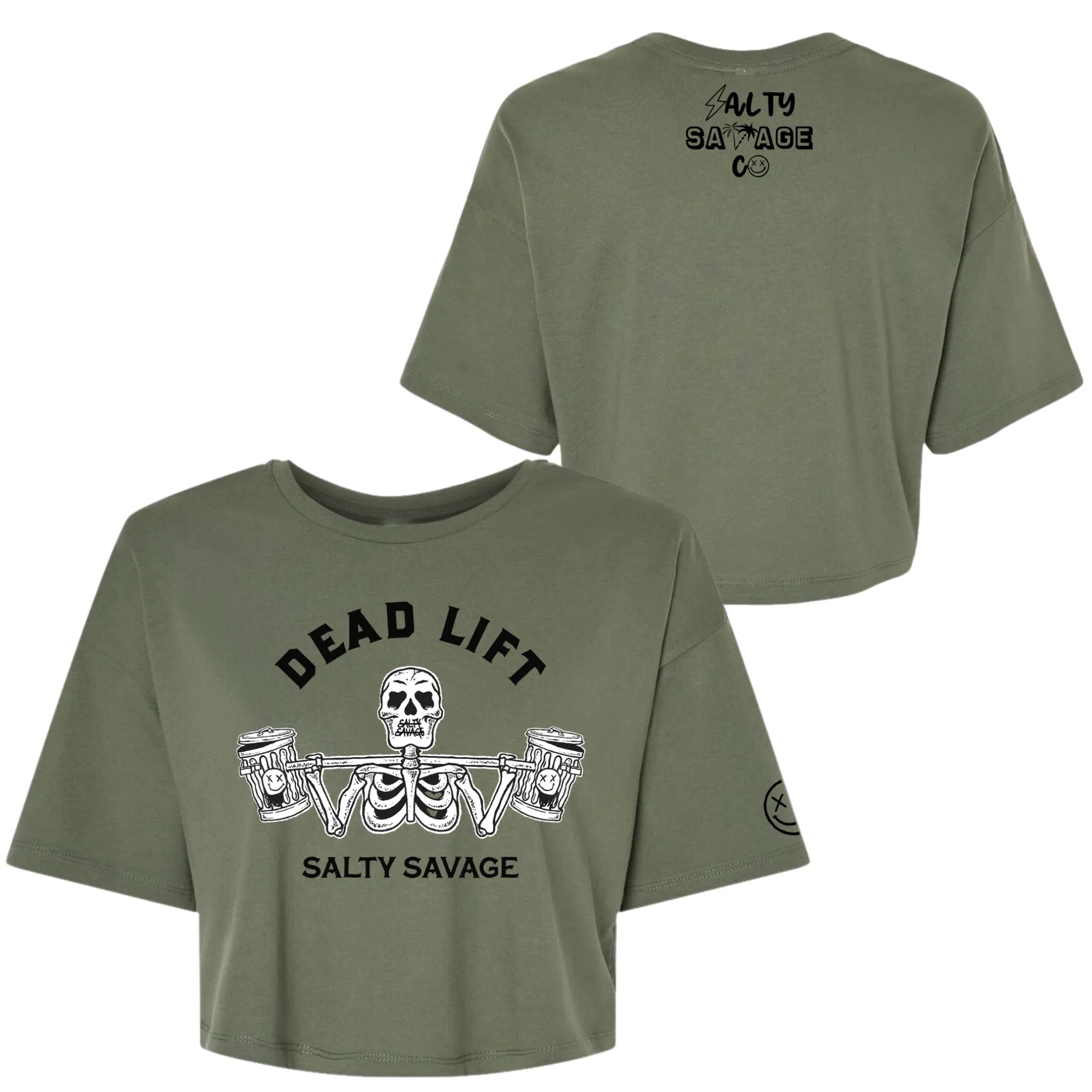 Salty Savage Ladies "Dead Lift" Performance Crop Tee