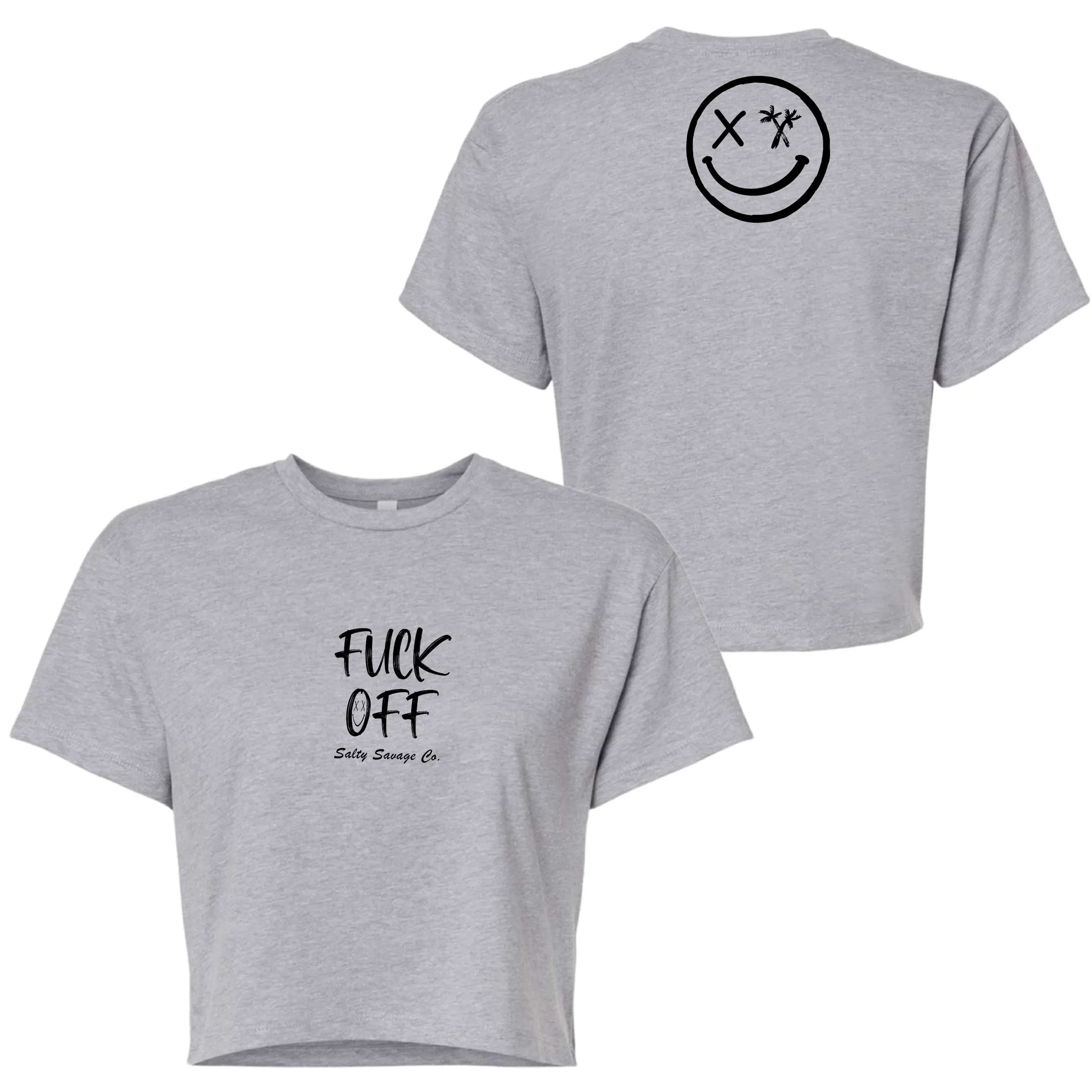 Salty Savage Ladies "Fuck Off" Performance Crop Tee | Micro