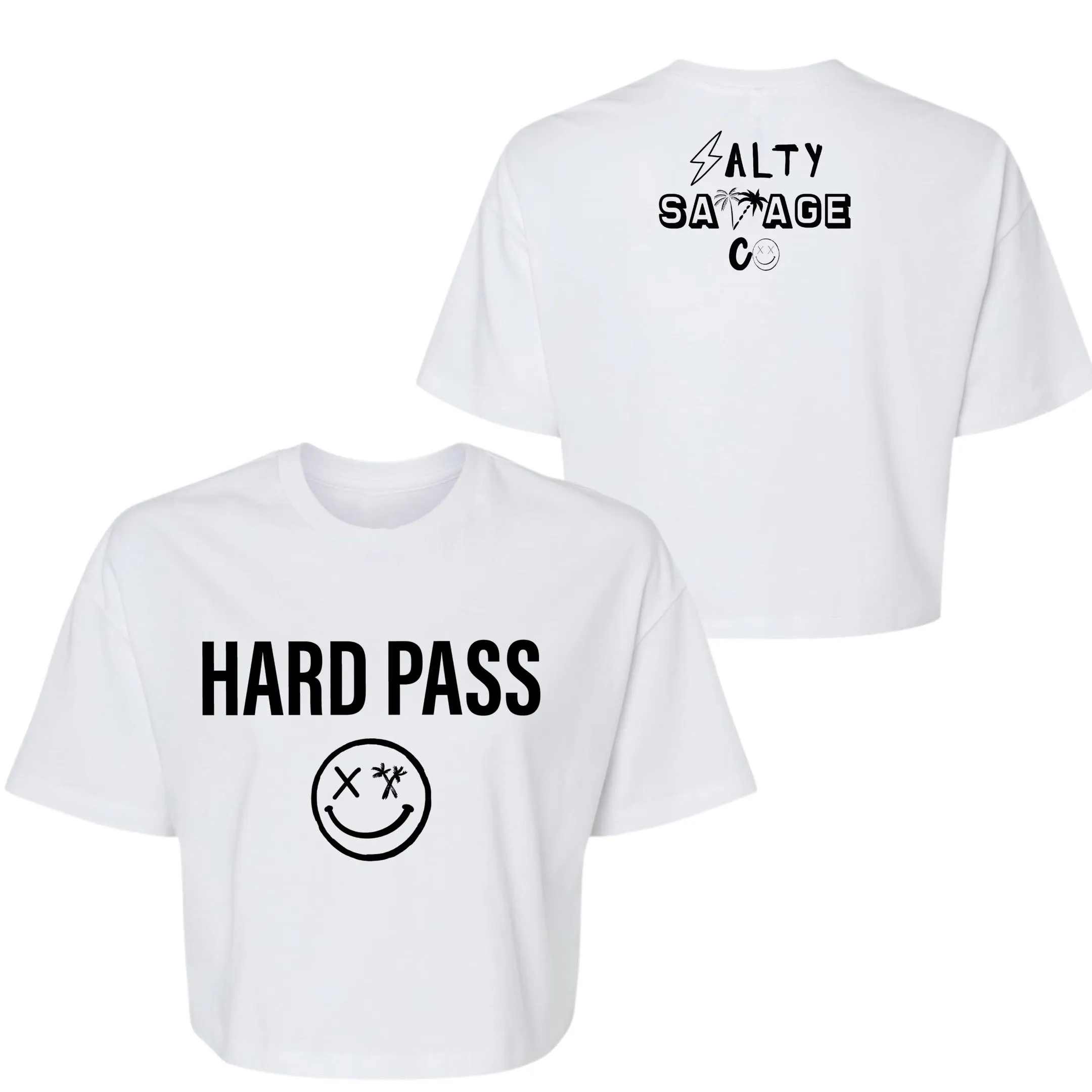 Salty Savage Ladies "HARD PASS" Performance Crop Tee