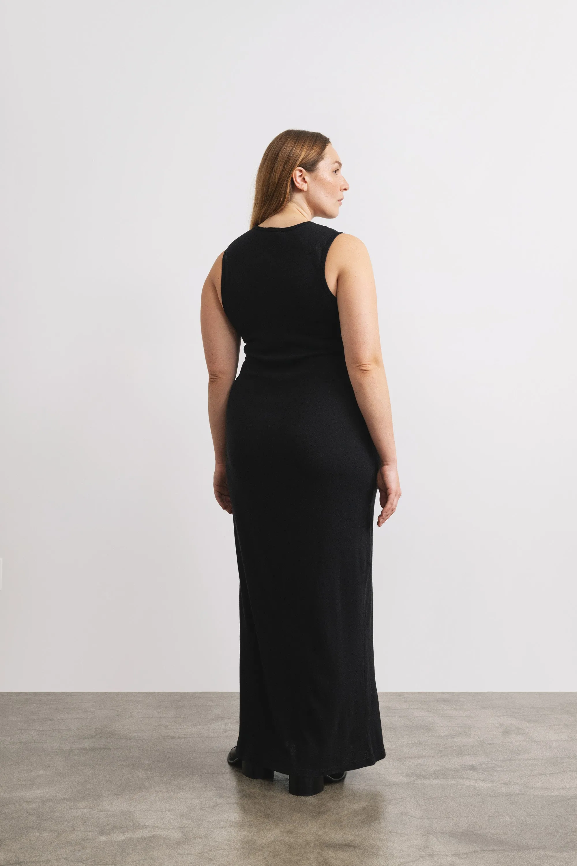 Tasi Dress, Regen Silk Noil Jersey, Black