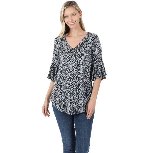 Waterfall Sleeve Top - Grey